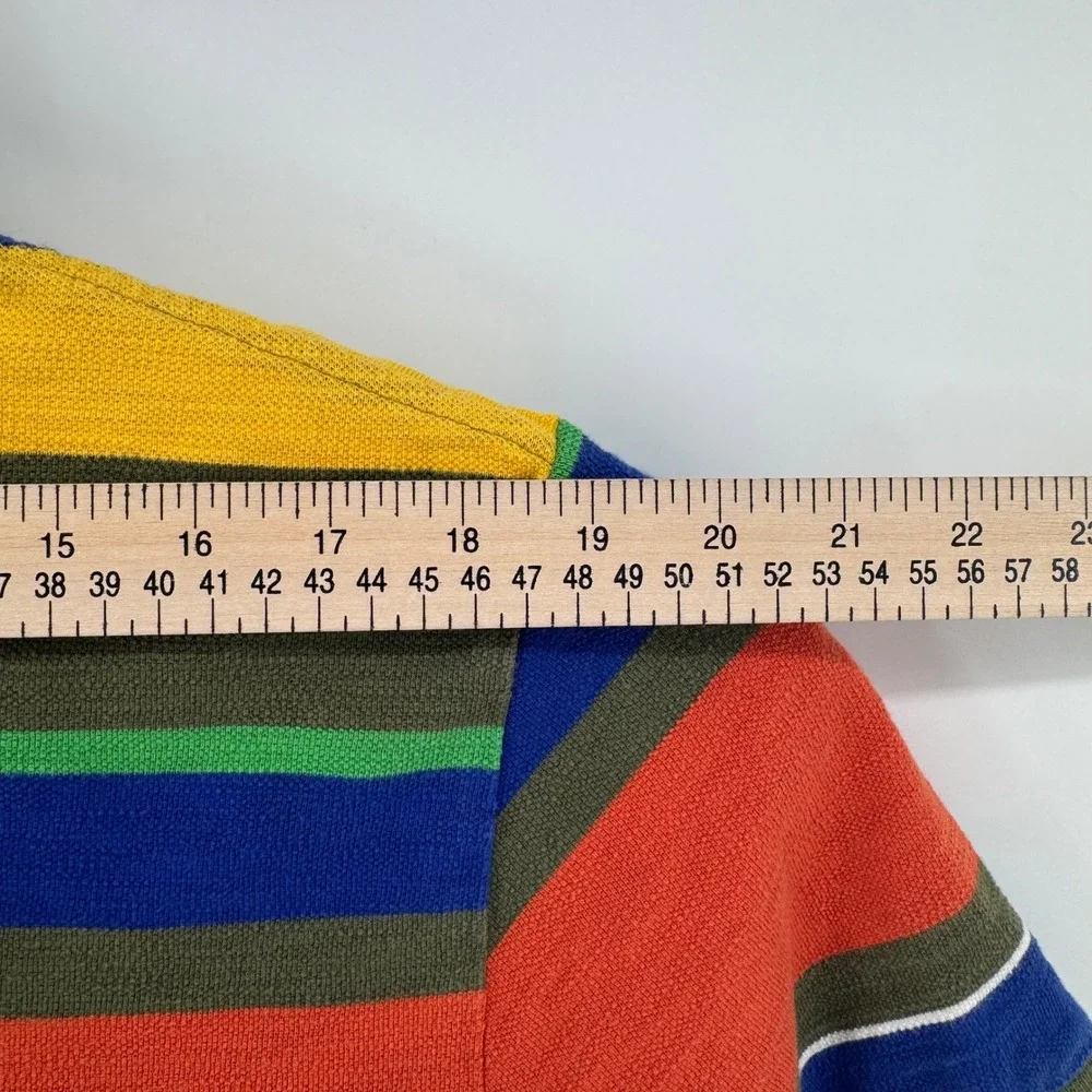 Polo Ralph Lauren Mens Medium Multi Color Striped Pique Cotton Polo Shirt